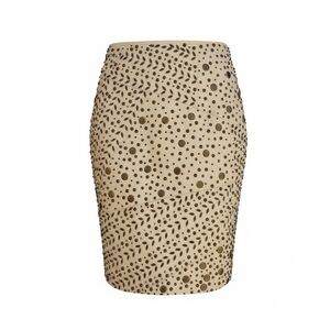 Lafayette 148 New York Leather Skirt Brass Studs & Beading 6